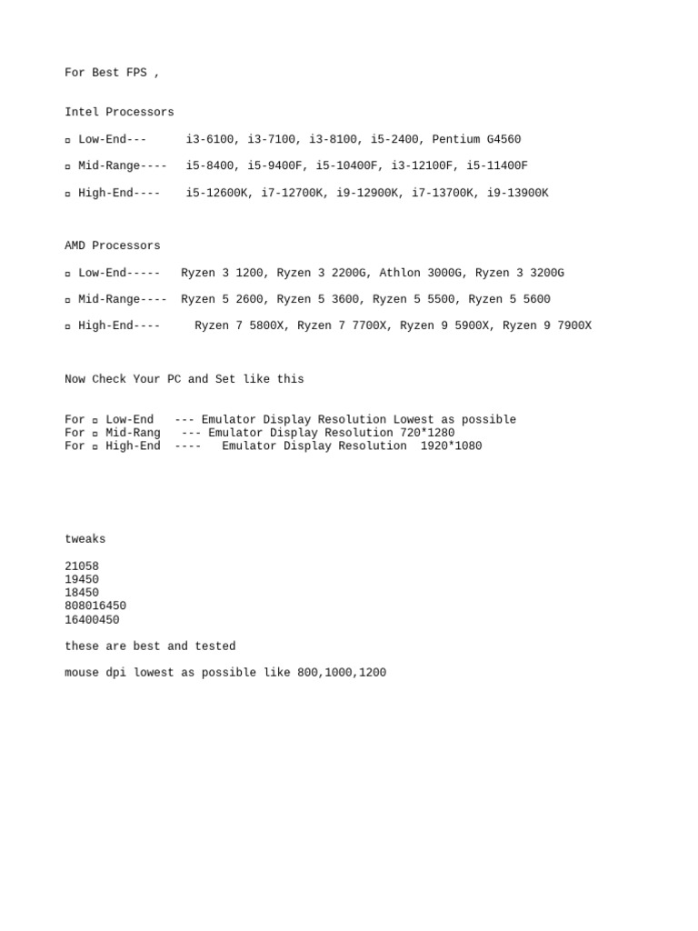 Best FPS Settings for Emulators | PDF