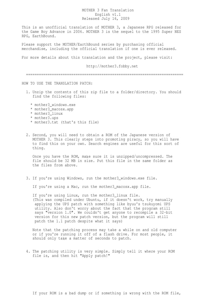 Mother 3 Menu Zip File Format