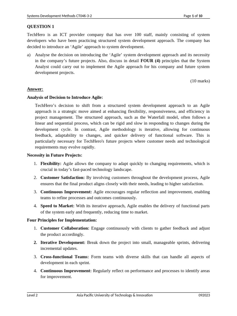 Agile Methodology for TechHero Projects | PDF | Software Development ...