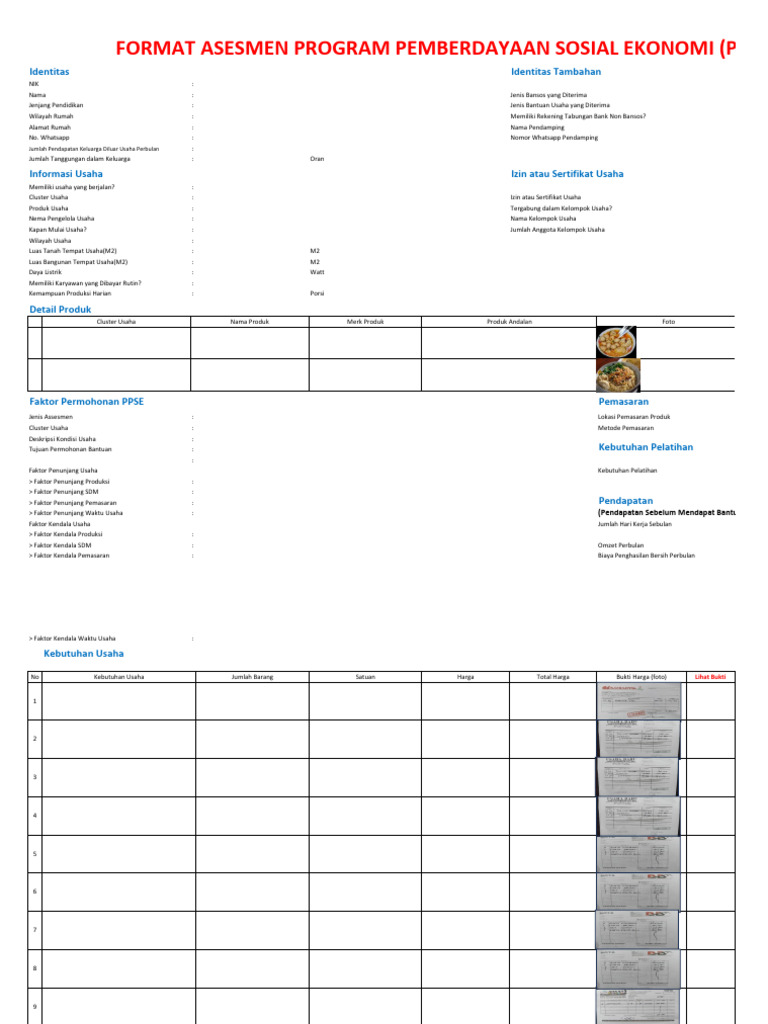 Format Asesmen Program PPSE Kemensos | PDF
