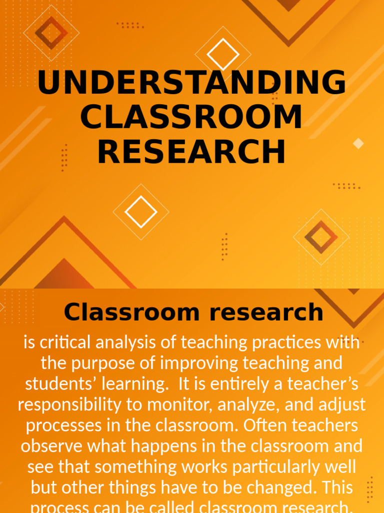 Understanding Classroom Research | PDF | Teachers | Classroom