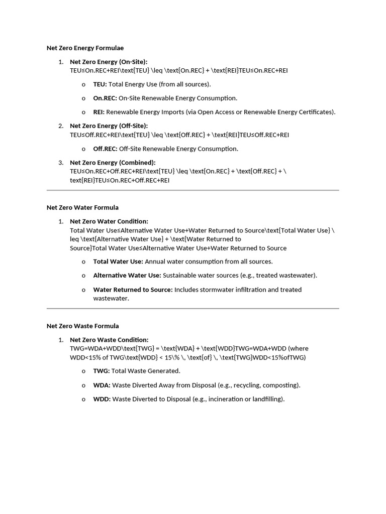 Net Zero Formulae | PDF