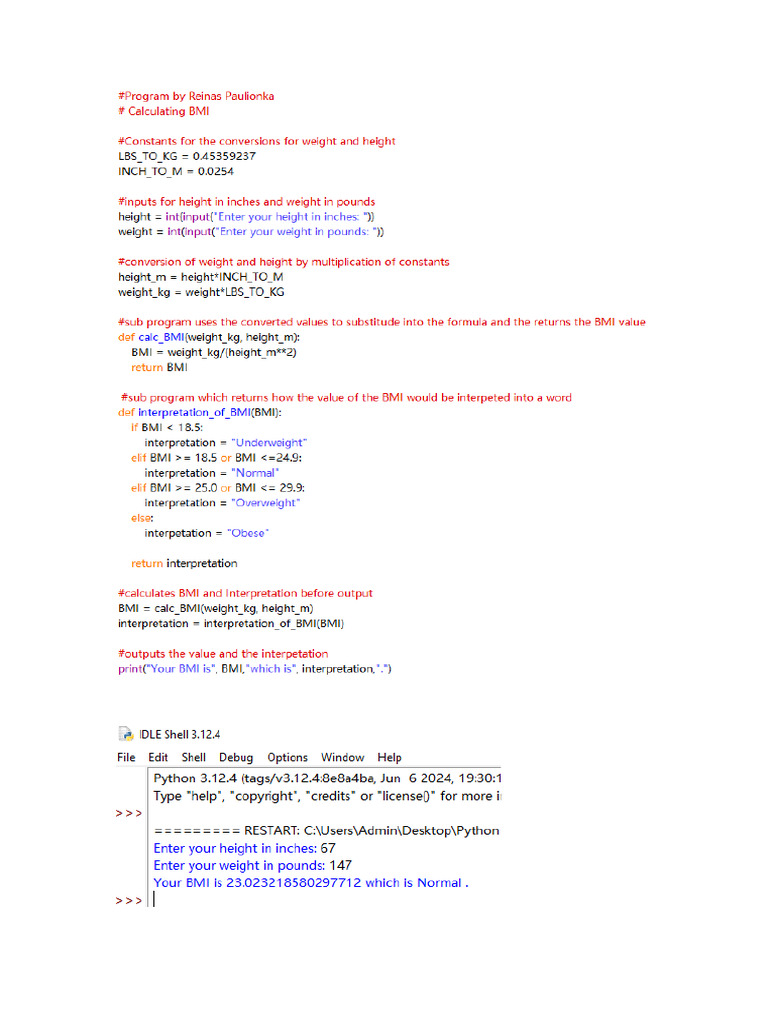 BMI Program | PDF