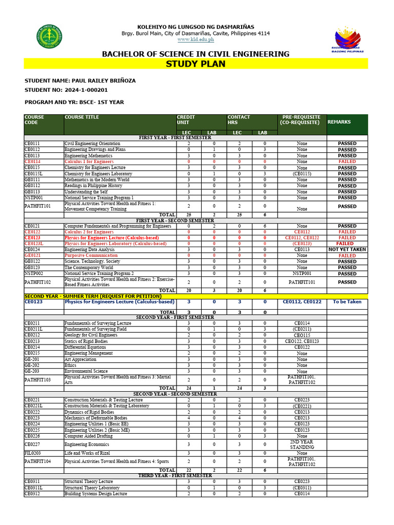 Study-Plan 1 | PDF | Engineering | Science