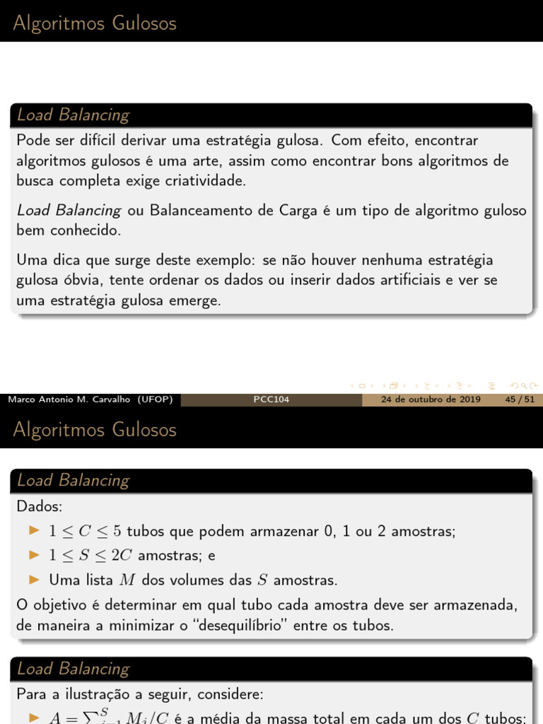 (Guloso) Balanceamento de Carga | PDF | Algoritmos | Massa