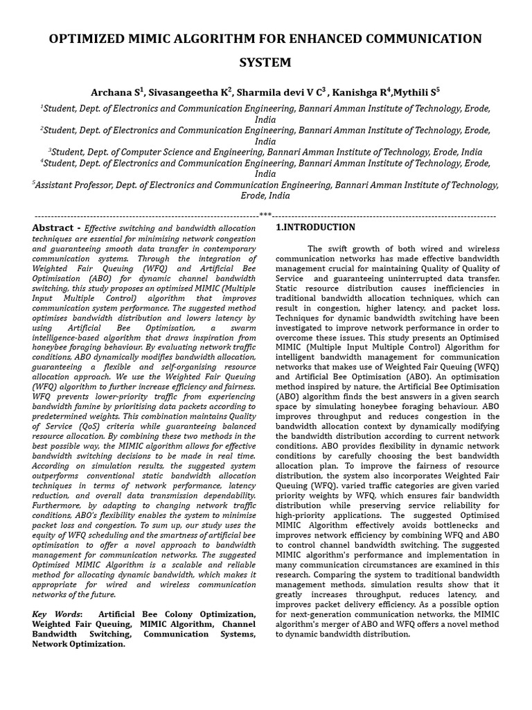 Paper - of - Optimized Mimic Algorithm For Enhanced Communication ...
