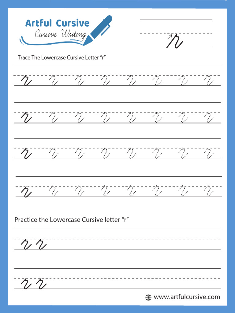 Lowercase Cursive R Practice Sheet | PDF
