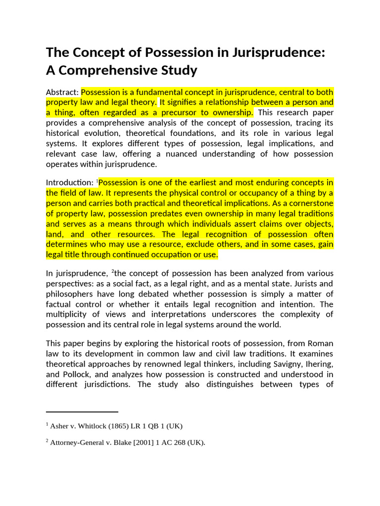 Understanding Possession in Law | PDF | Mens Rea | Adverse Possession