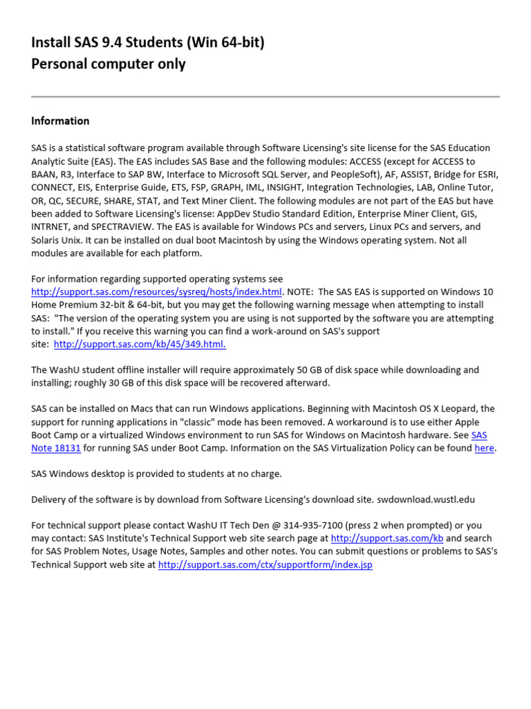 SAS 9.4 Installation Guide for Students | PDF | Sas (Software ...