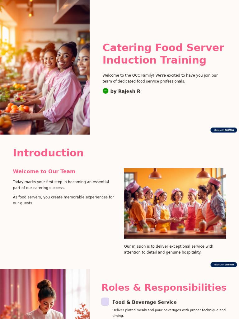 Catering Food Server Induction PDF | PDF | Hygiene