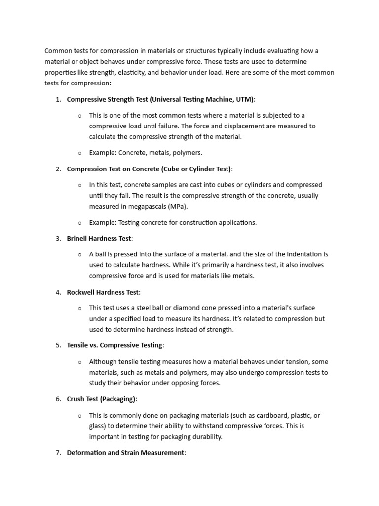 Essential Compression Tests for Materials | PDF | Deformation ...