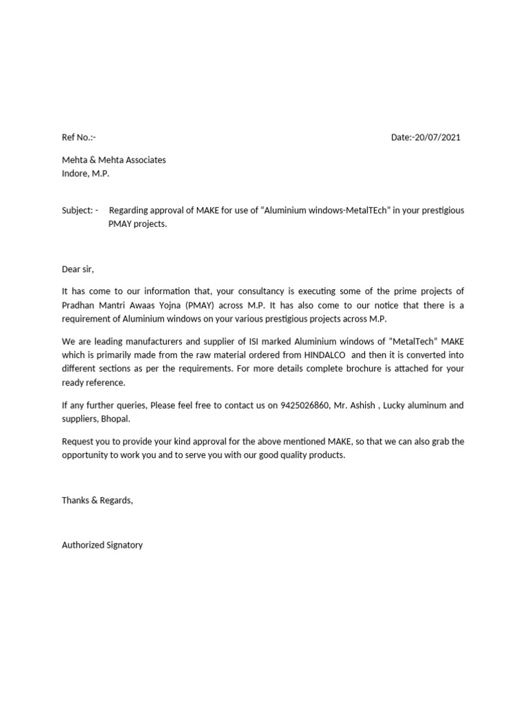 Letter MAKE Approval Alum Window | PDF