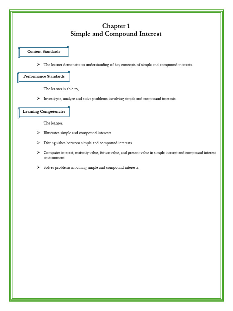 Chapter 1-Simple and Compound Interest | PDF | Interest | Debt