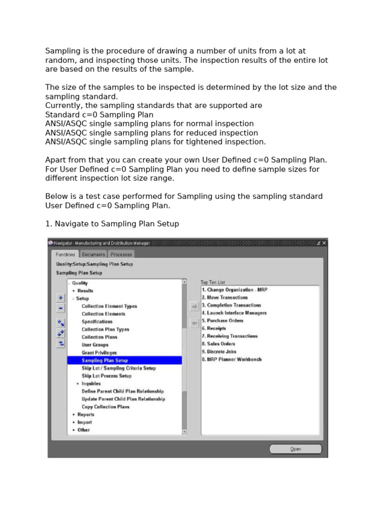 User Defined c=0 Sampling Plan Guide | PDF