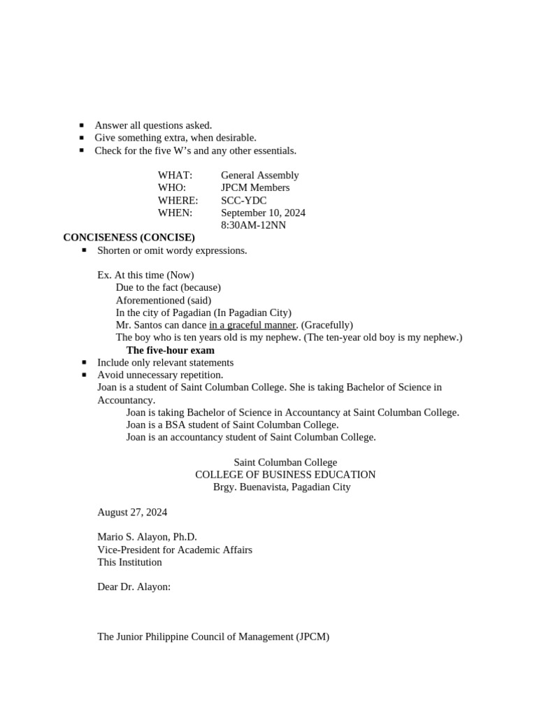 Eng 227 Lesson 4 (7c's) | PDF | Verb | Linguistic Typology