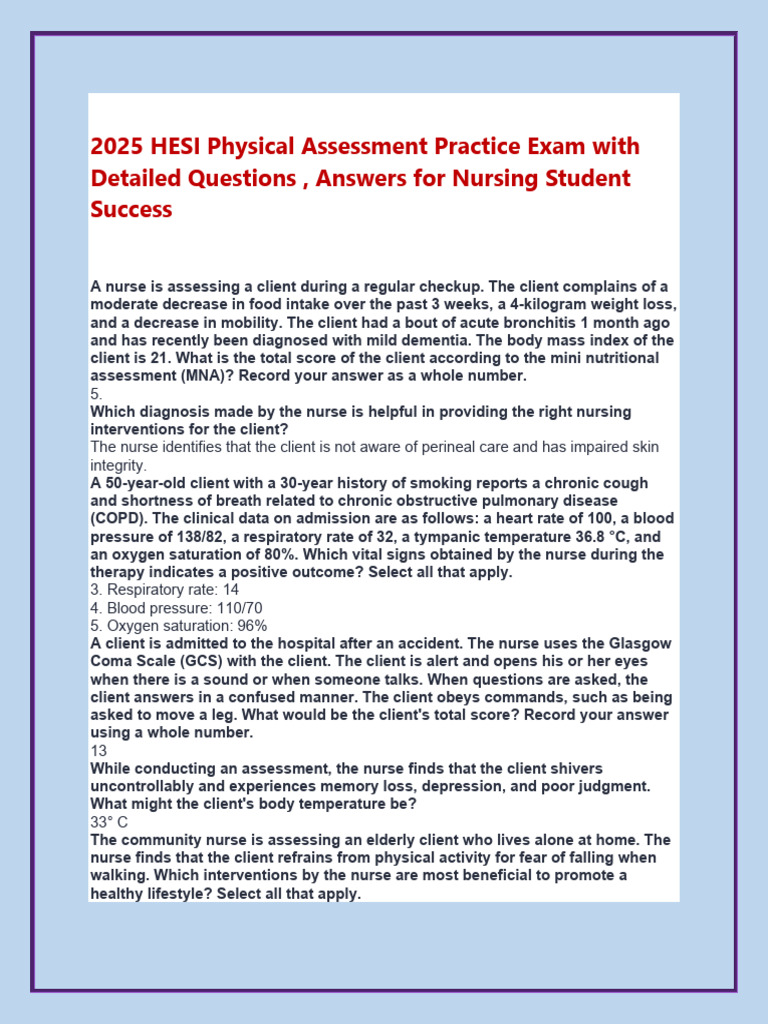 HESI Health Assessment Exam Guide | PDF | Chronic Obstructive Pulmonary ...