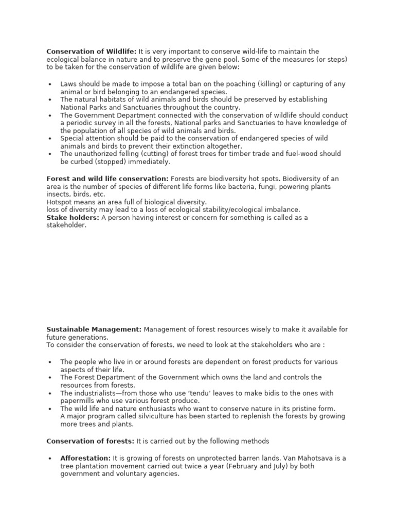 Importance of Wildlife Conservation Measures | PDF | Conservation ...