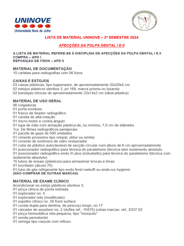 Lista de Material APD 2024_2 | PDF
