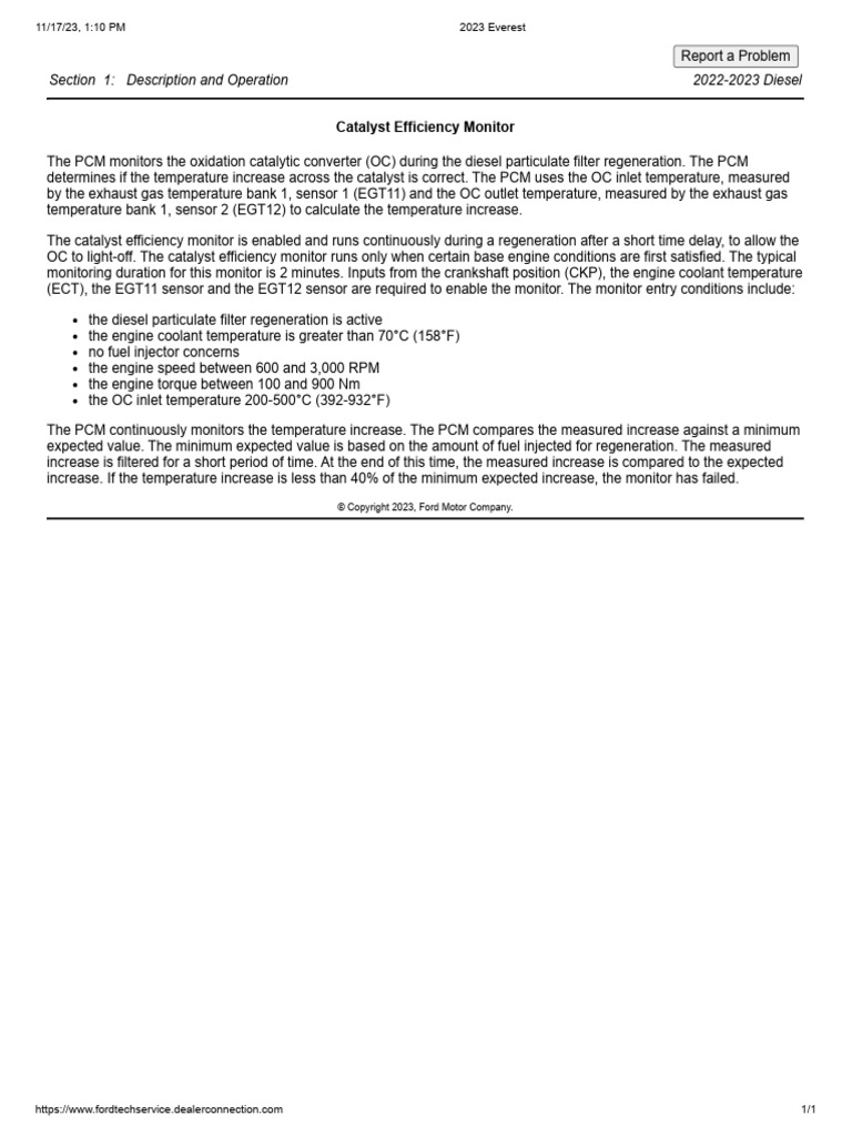 Catalyst Efficiency Monitor Overview | PDF