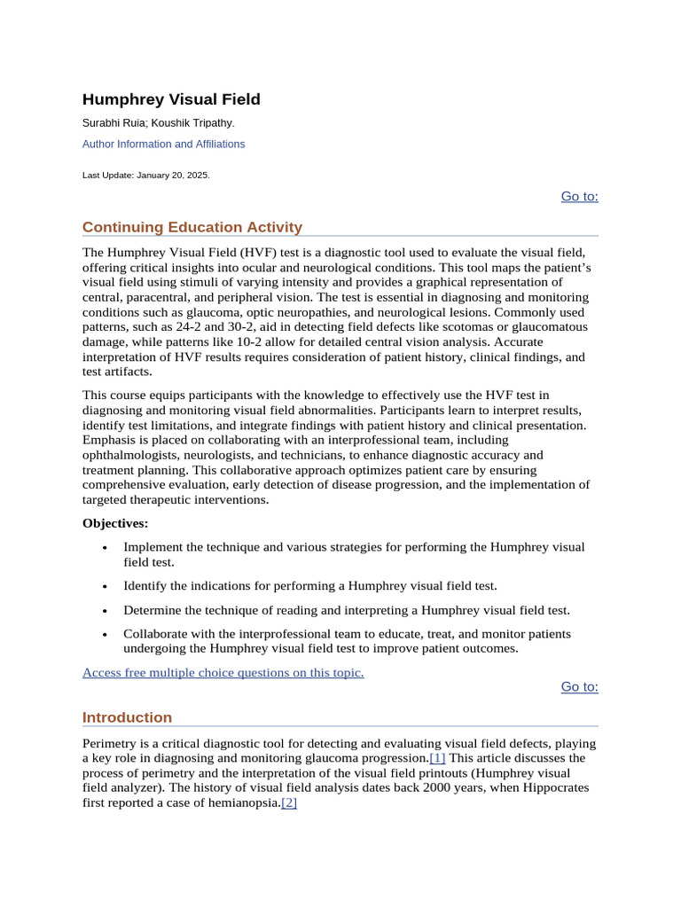 Understanding Humphrey Visual Field Test | PDF | Visual System | Retina