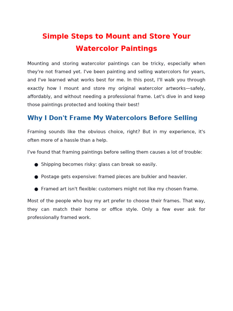 Mounting Watercolor Art Without Frames | PDF