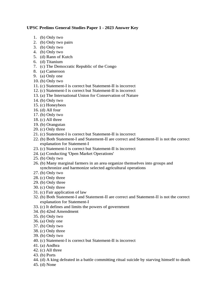2023 Answer Key | PDF
