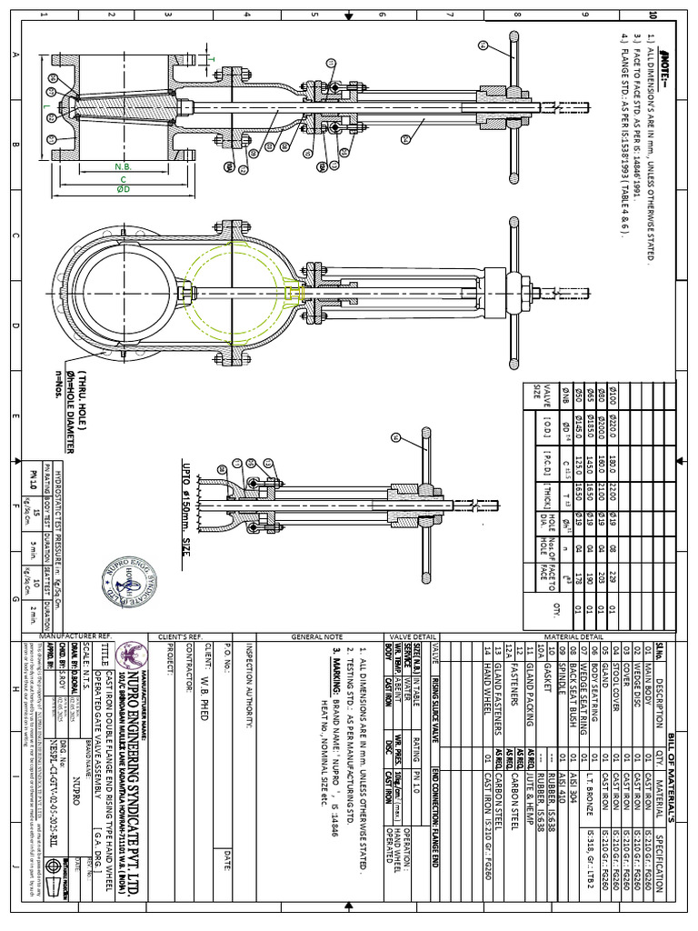 Ril Rising Sluice Valve | PDF | Mechanical Engineering | Building Materials