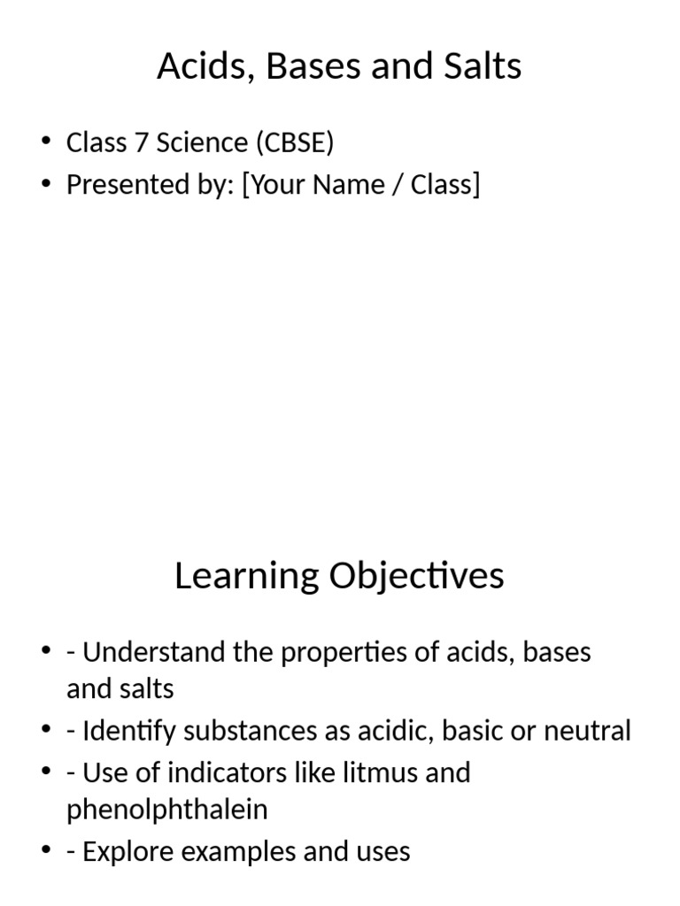Acids Bases Salts Class7 | PDF