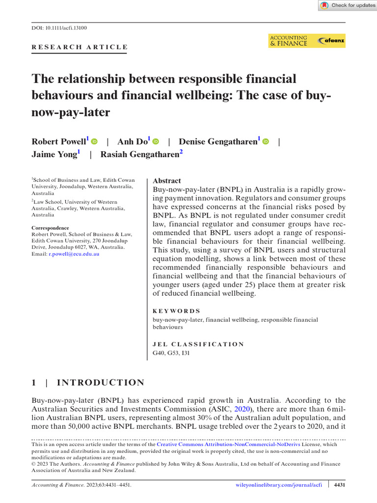 Accounting Finance - 2023 - Powell - The Relationship Between ...