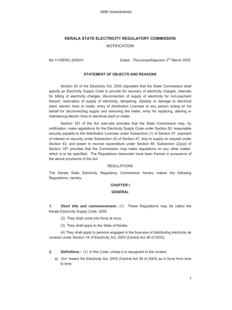Kerala Electricity Supply Code 2005 | PDF | High Voltage | Interest
