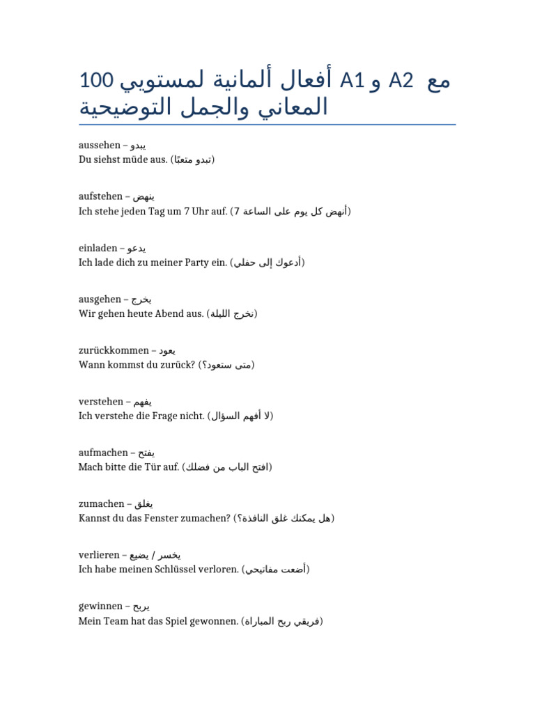 100 Verbs A1 A2 Ferida Complete | PDF