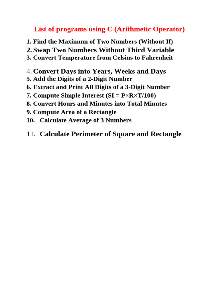C Programs for Arithmetic Operations | PDF