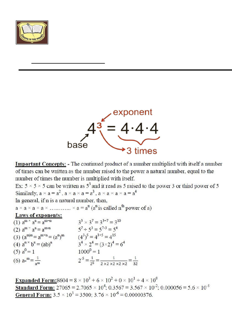 GR 7 Worksheet Powers and Exponents | PDF