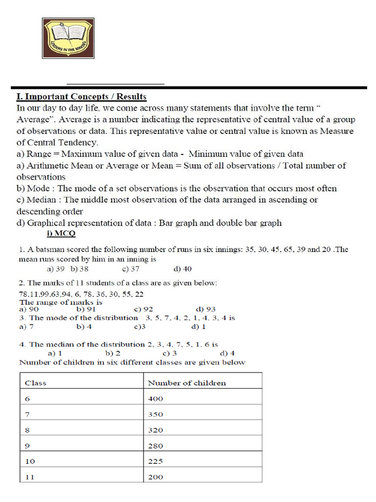 Grade 7 Data Handling Worksheet 2024-25 | PDF