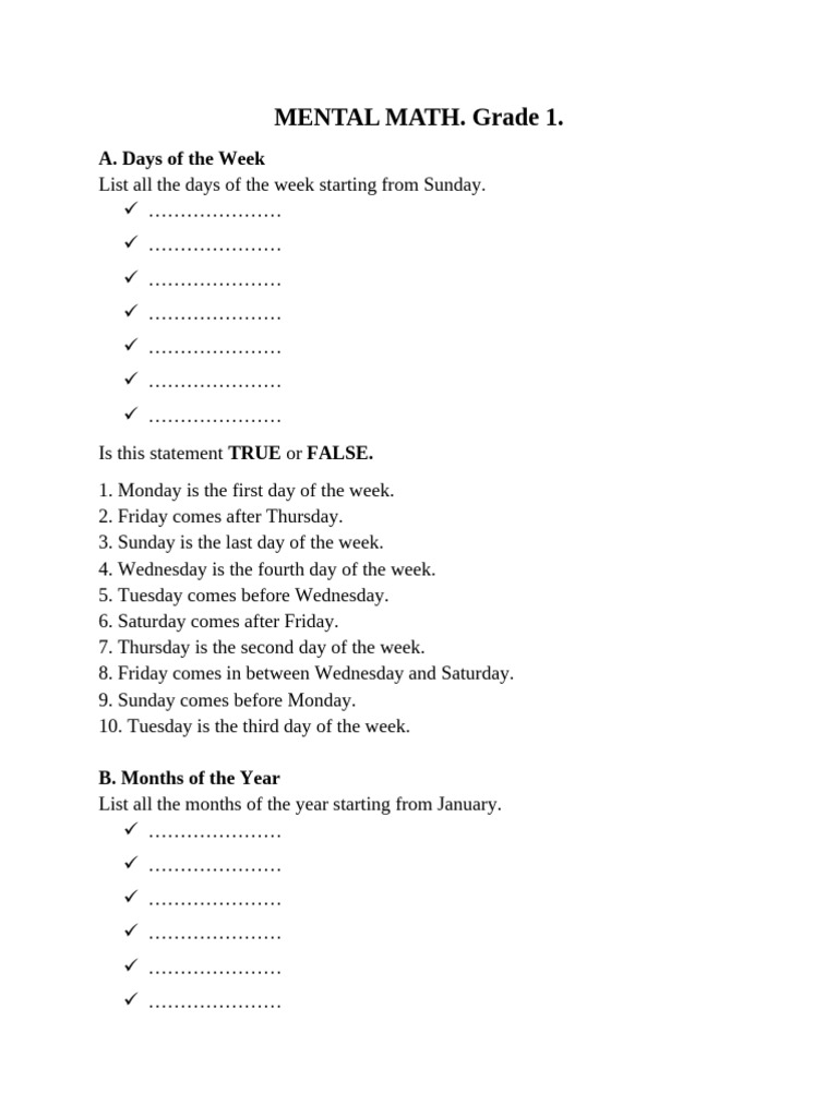 Grade 1 Mental Maths Exercises | PDF | Chess Theory | Chess