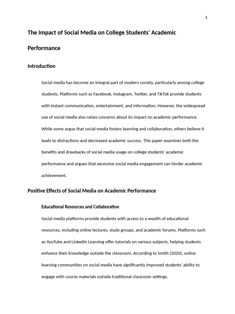 Social Media's Impact on College Academics | PDF | Social Media ...