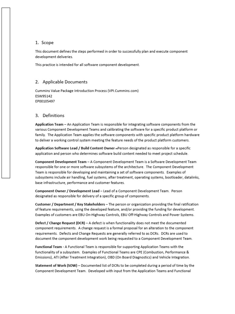 Component Development SOW Process Guide | PDF | Share Point | Software