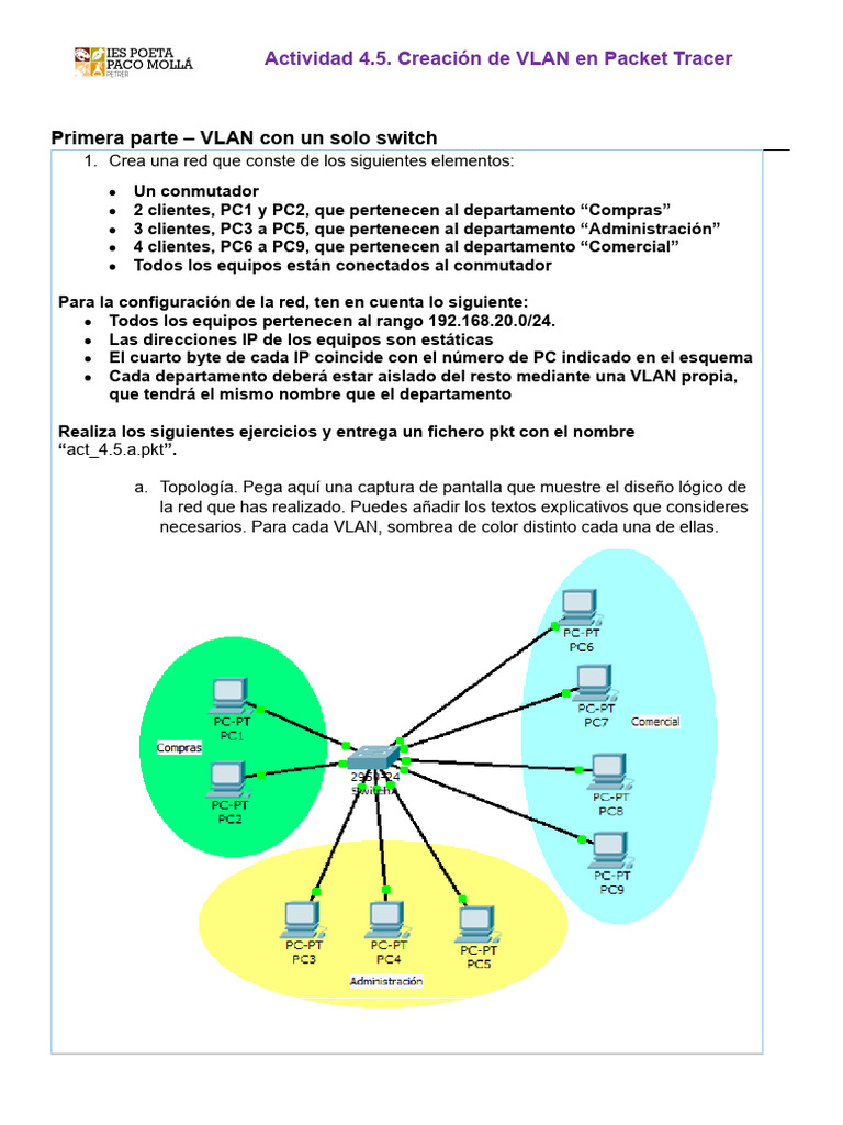 Creación de VLAN en Packet Tracer | PDF | Dirección IP | Arquitectura ...