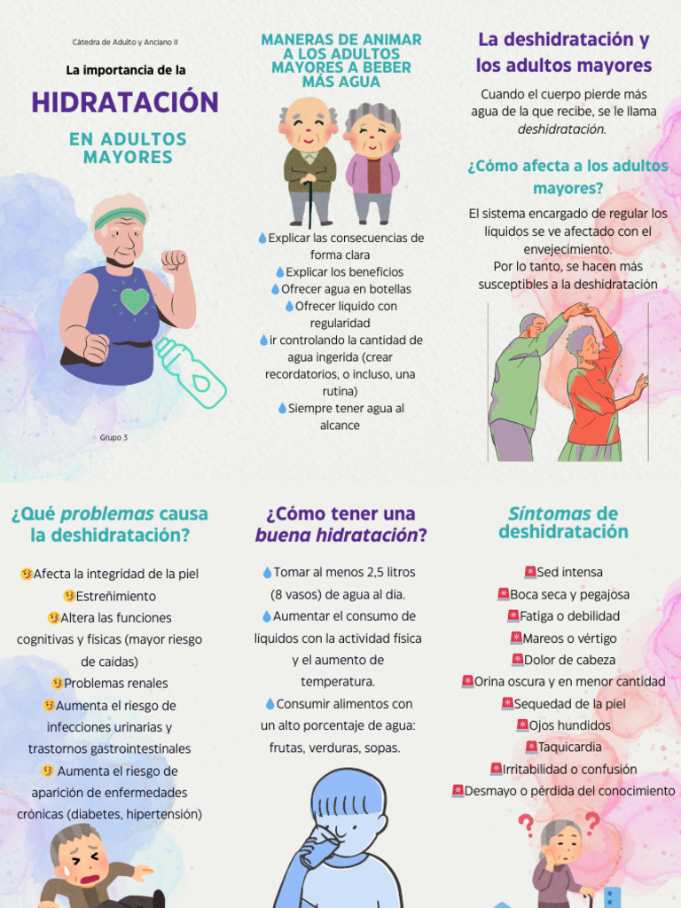 Hidratación en Adultos Mayores: Claves y Riesgos | PDF | Deshidración