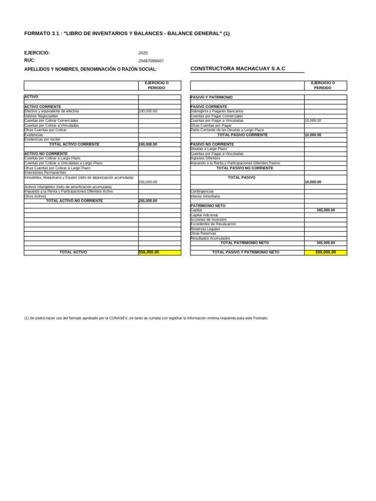 Balance General y Registros Contables 2025 | PDF | Hoja de balance ...