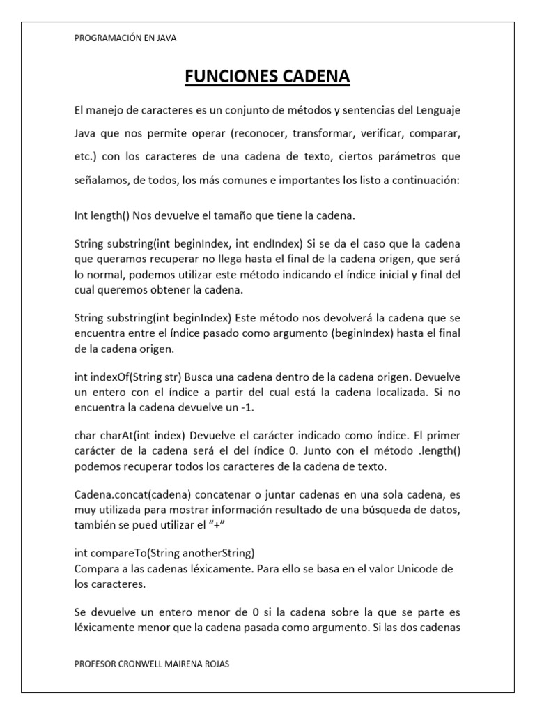 Métodos de Cadenas en Java | PDF