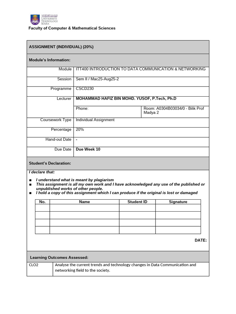 ITT400 Individual Assignment Guide | PDF | I Pv6 | Bracket