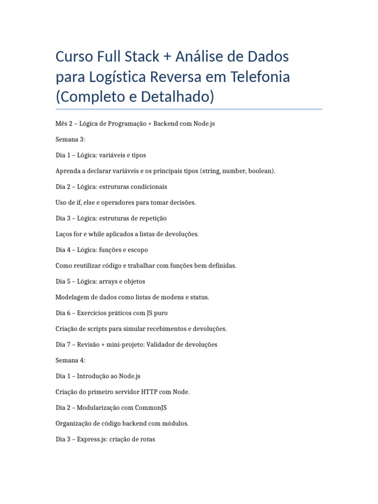 Curso Completo de Full Stack e Dados | PDF | Python (linguagem de ...
