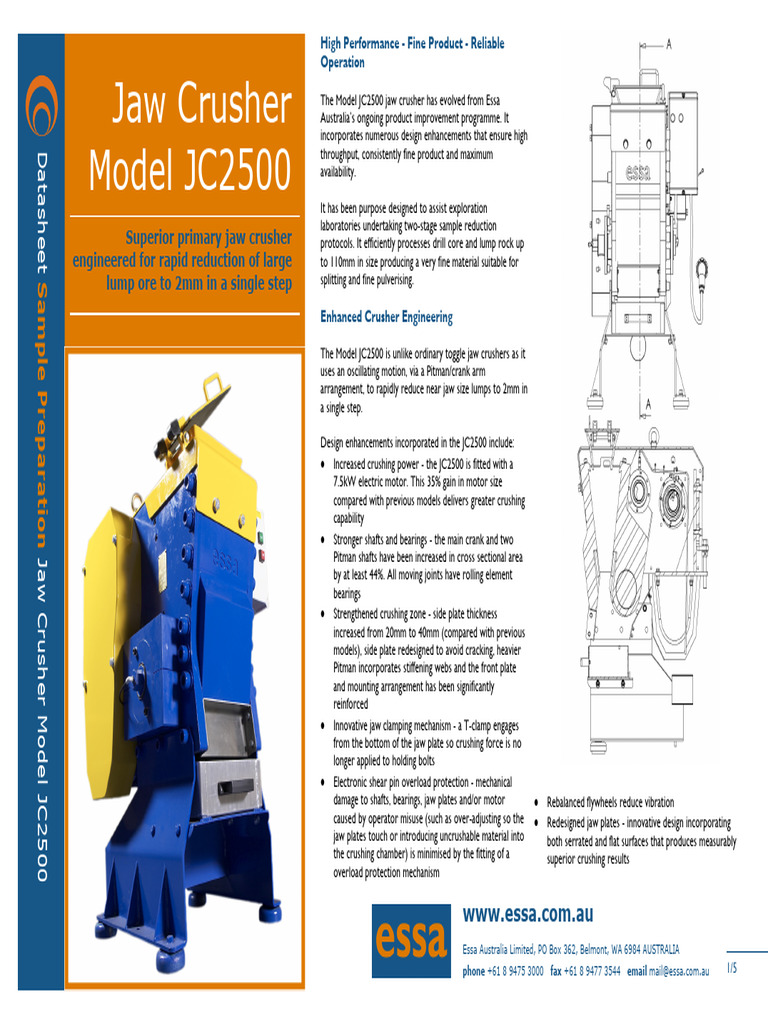 JC2500 Jaw Crusher: High-Performance Sample Prep | PDF | Mechanical ...