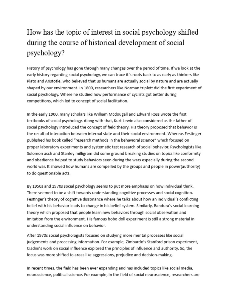 History of Social Psychology - Anish - Rai | PDF | Social Psychology ...