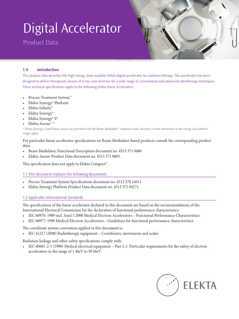 Elekta Digital Accelerator Specifications | PDF | Radiation Therapy ...