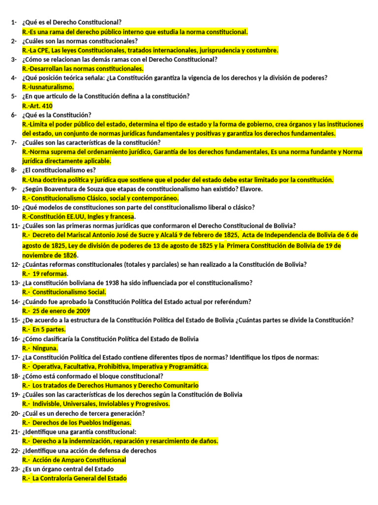 Derecho Constitucional en Bolivia: Claves y Normas | PDF | Constitución ...