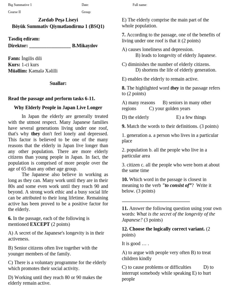 Big Summative 1 (2-Ci Kurs) | PDF