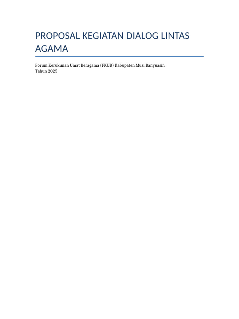 Proposal Kegiatan Dialog Lintas Agama FKUB | PDF