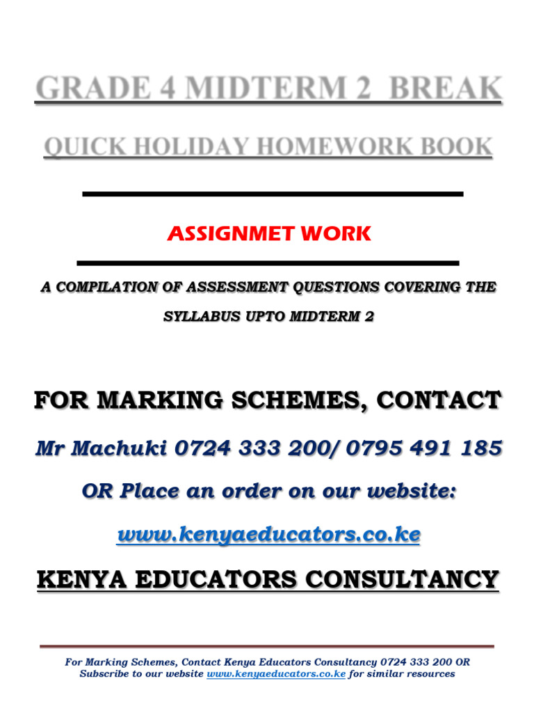 Grade 4 Holiday Homework Assignment | PDF | Drawing | Irrigation